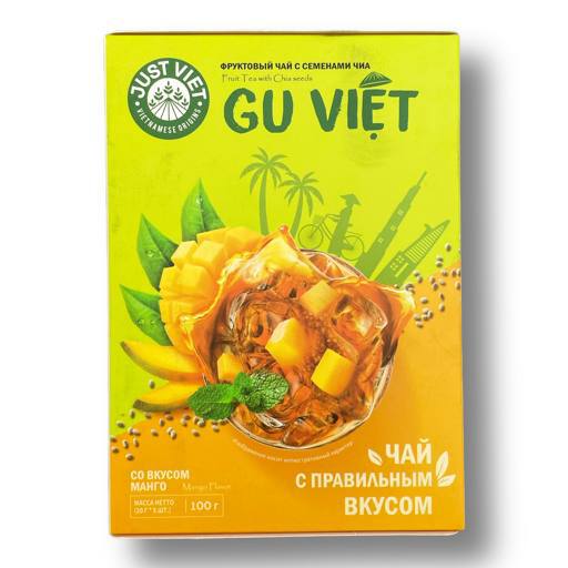 Чай растворимый JUST VIET фруктовый  с семенами чиа со вкусом манго 100 г