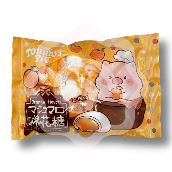 Маршмеллоу «Tommy pig» с апельсиновой начинкой 100 г (Китай) 1/30