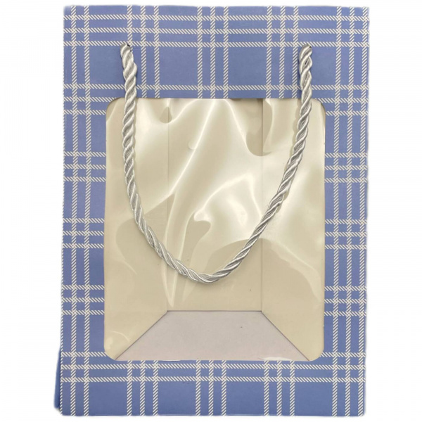 Пакет подарочный «Elegant plaid» синий 14.5х19.5х10 см